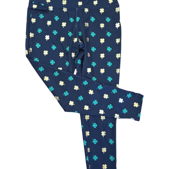 Tipsy Elves Black Leggings with Green and Tan Pattern - Picture 2 of 7